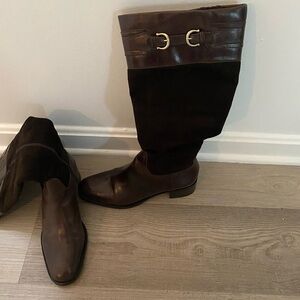 Ann Taylor Chocolate Leather Heeled Boots